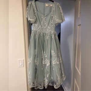 Elegant Blue Lace Mini Dress